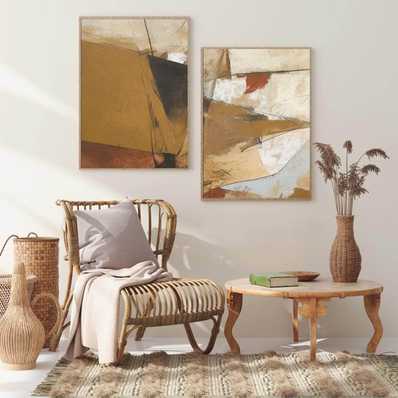Abstract Wall Art Set Earth Tone Wabi-Sabi Prints