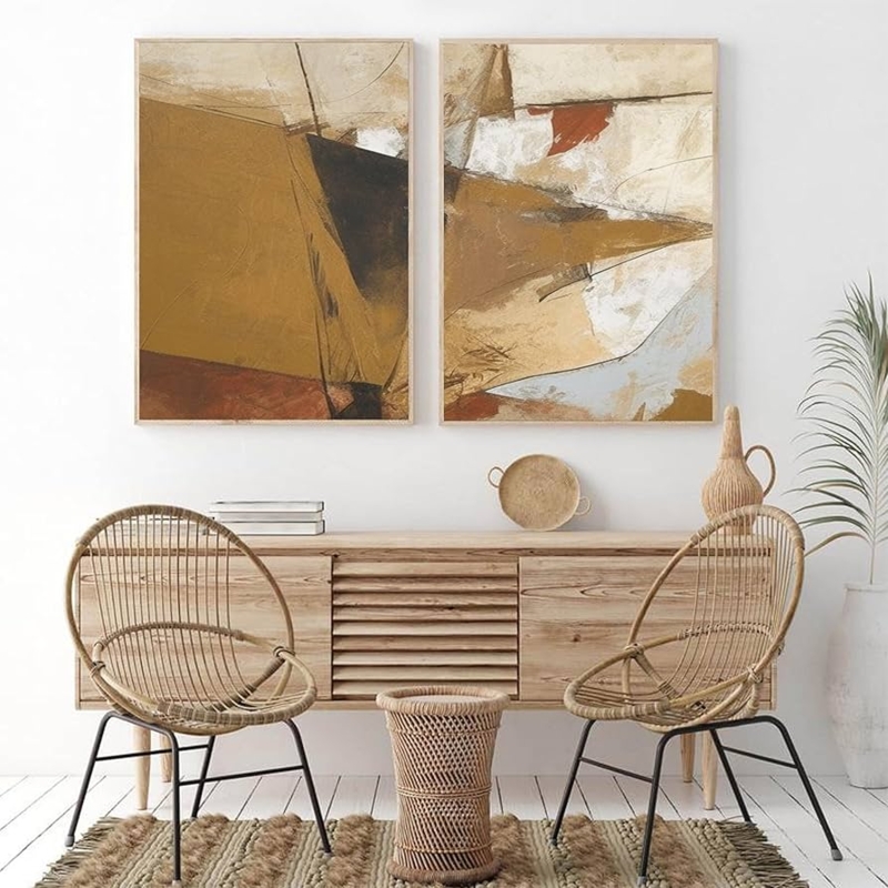 Abstract Wall Art Set Wabi-Sabi Earth Tone Canvas