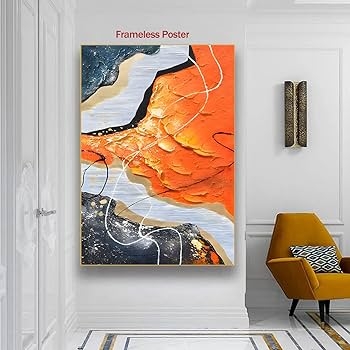 Abstract Wall Art with Heavy Impasto and Vibrant Orange Palette