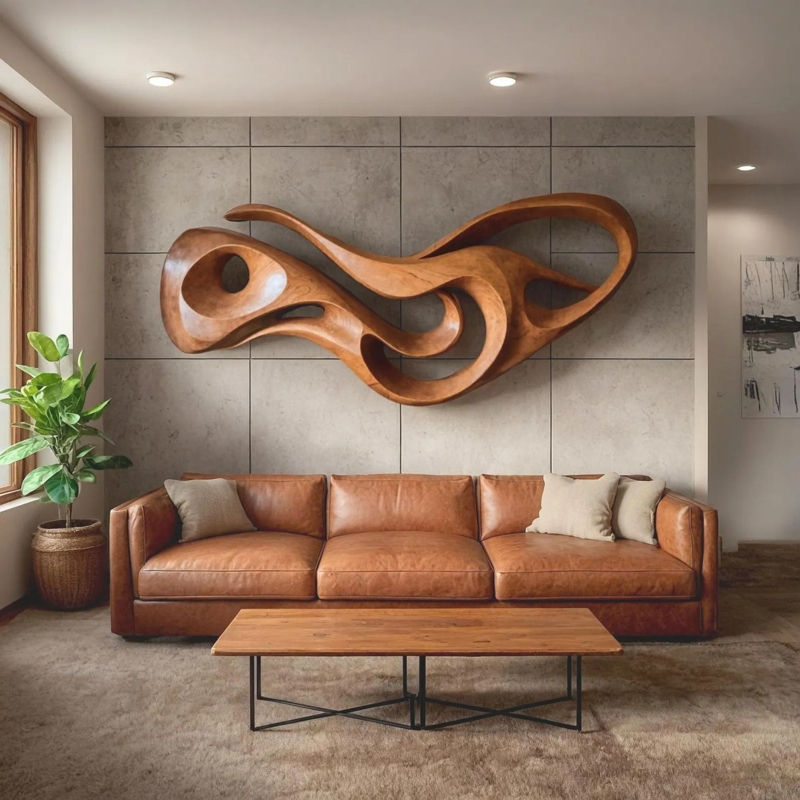 Abstract Wood Wall Art Fluid Organic Sculpture Decor