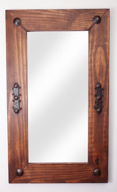 Accent Mirror Metal Clavos Mitered Wood Frame Western Accents