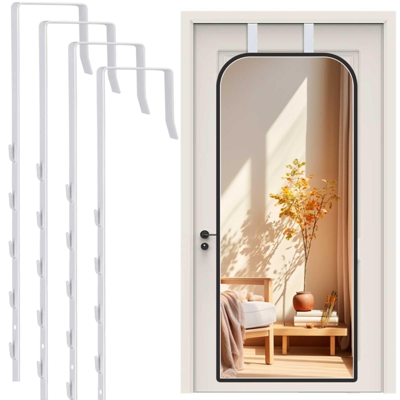 Adjustable Door Hangers White Metal Set of Four Hooks
