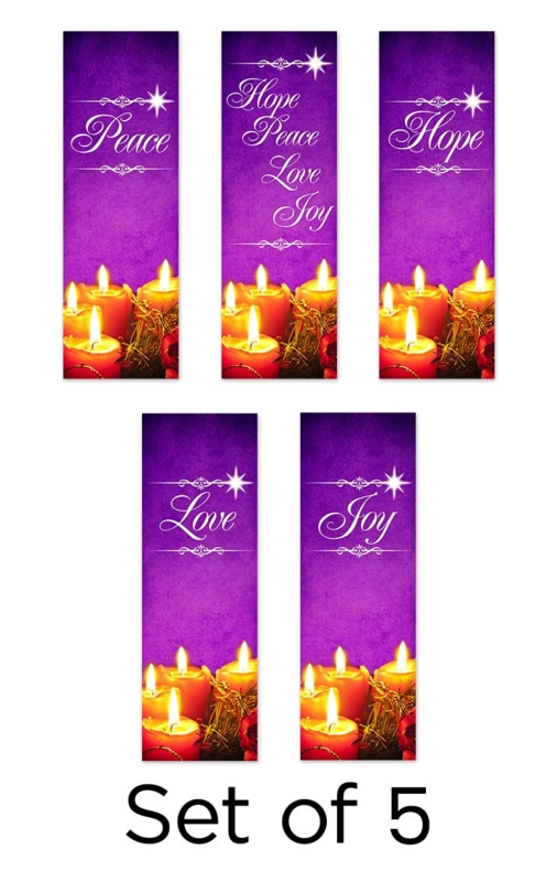 Advent Church Banner Set in Purple Gradient with Candle Graphics