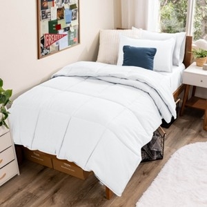 All White Comforter Set with Box Stitching and Minimalist Style