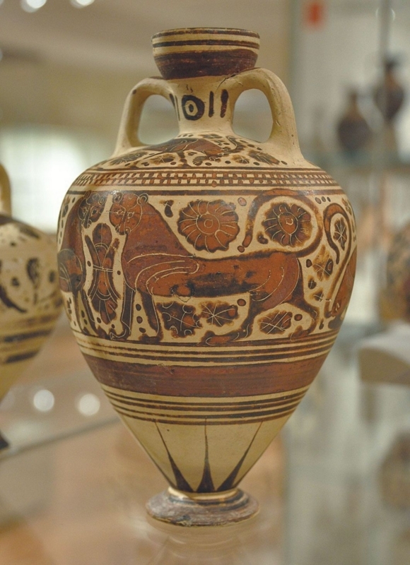 Amphora Feline Illustration Classical Animal Motif Vase