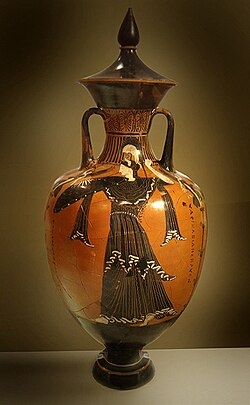 Amphora Pointed Finial Lid Black Figure Pottery Decor