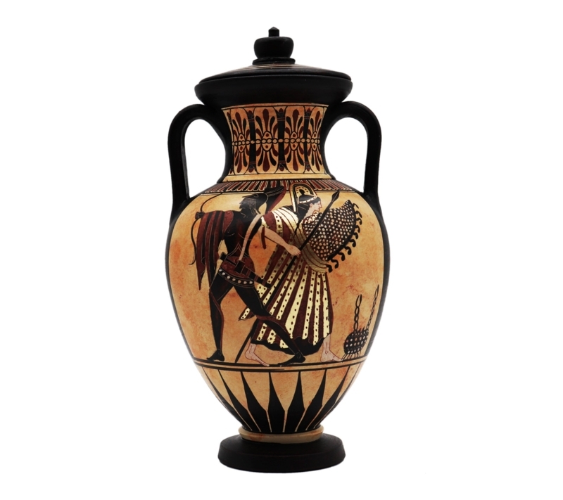 Amphora Vase Hercules Hydra Illustration Black Figure Pottery