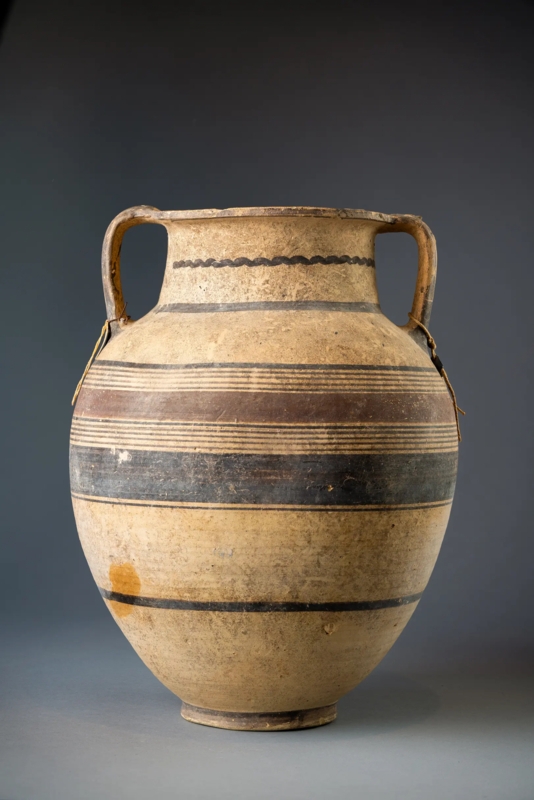 Amphora with Hand-Painted Bands Ancient-Style Earthenware