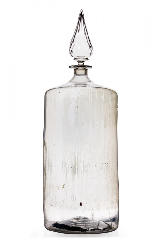 Apothecary Jar in Weathered Glass with Pointed Stopper, Victorian Style.