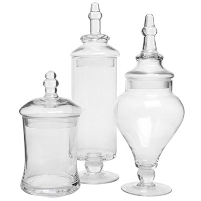 Apothecary Jar Set with Varied Silhouettes and Decorative Finials