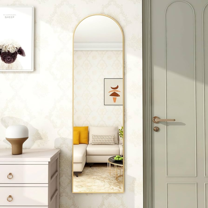 Arched Gold Mirror Full Length Thin Frame Versatile