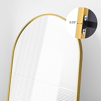 Arched Mirror, Ultra Thin Gold Frame for Modern Bedroom Accent