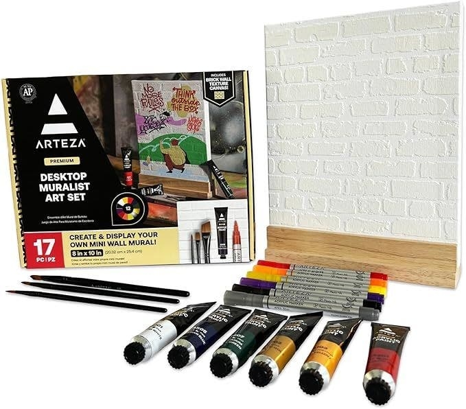 Art Kit Brick Textured Canvas Desktop Mural Theme 17-Piece Set Urban.