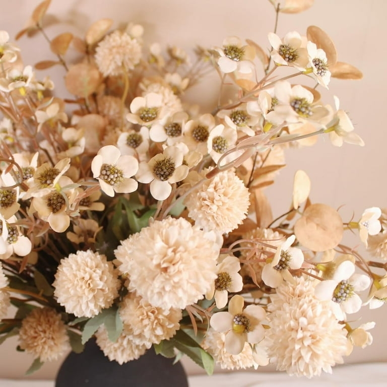 Artificial Flowers: Pompom Flower Silhouette with Dark Centers