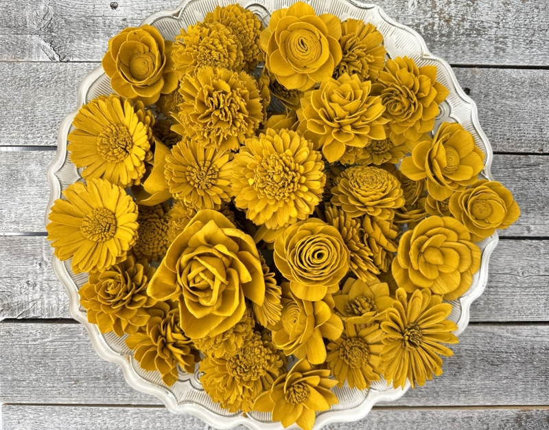 Artificial Flowers Sola Wood Appearance, Mustard Yellow Sola Flowers