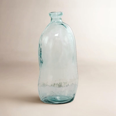 Asymmetrical Blue Glass Vase Organic Bottle Silhouette Coastal Decor