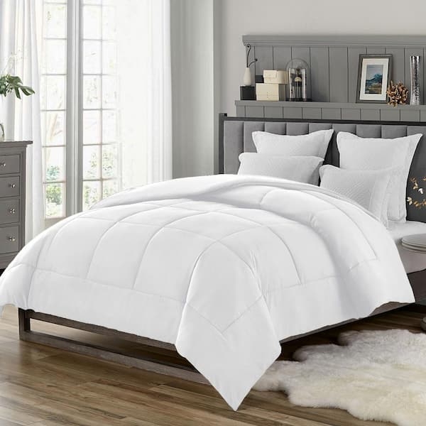 Baffle Box Comforter Crisp White Quilted Down Alternative Bedding