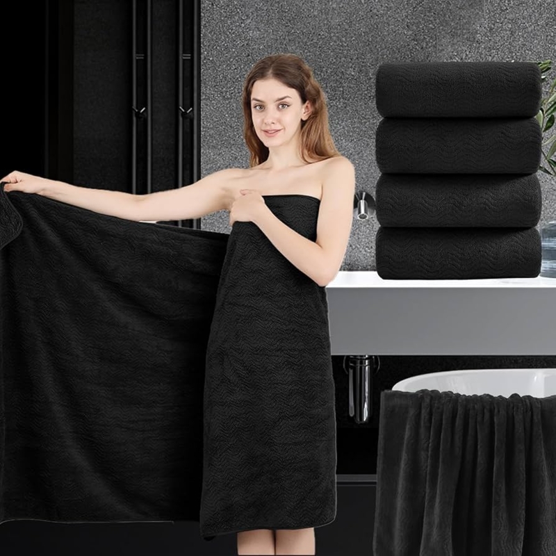 Bath Towel, Plush Pile Ribbed Border for Spa-Style Towel Styling Ideas