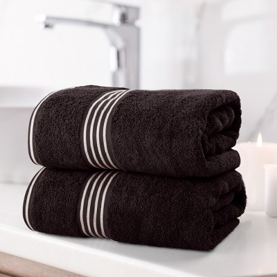 Bath Towel Set, Black Folded Design with Dobby Border for Hotel Style