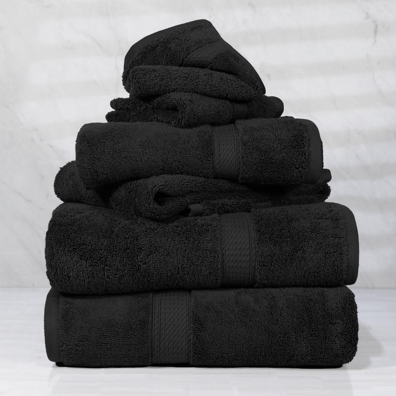 Bath Towel Set, Heavyweight Pile Charcoal for Stacked Luxury Linens