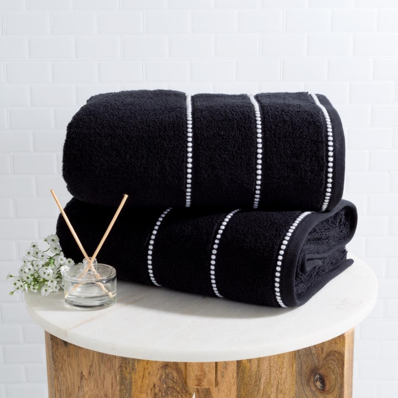 Bath Towel Set, High Contrast Pairing Plush Pile for Monochrome Decor