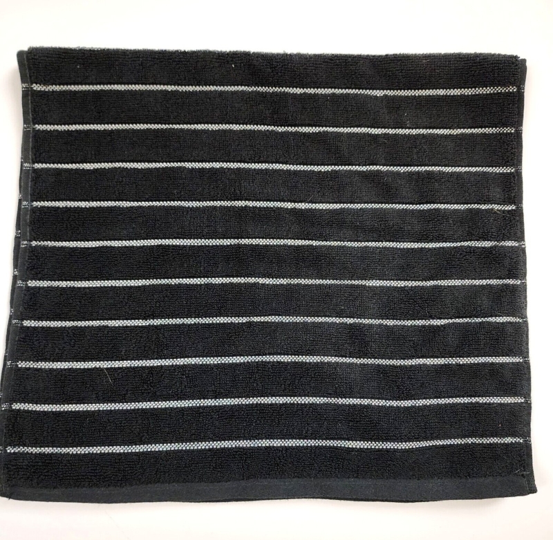 Bath Towel Set, White Cotton with Ribbed Texture and Stripes.