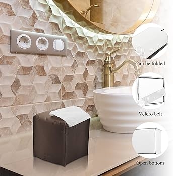 Bathroom Accessory Set, 10-Piece Wood Toned Ribbed Texture