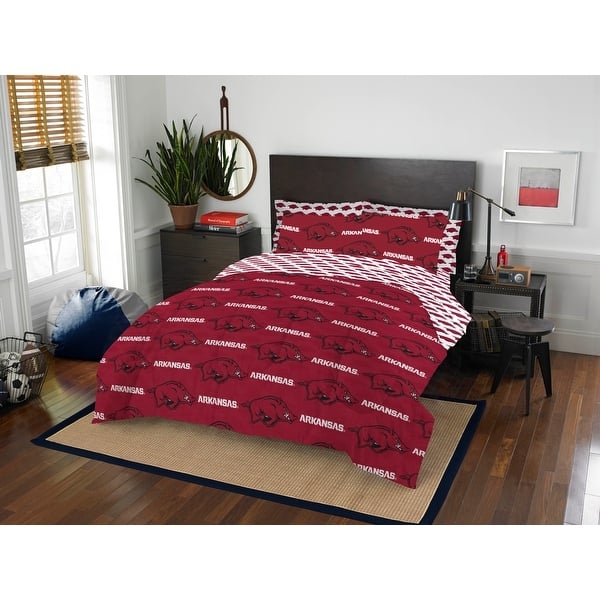 Bedding Set Collegiate Branding Scarlet And Grey 7 Piece