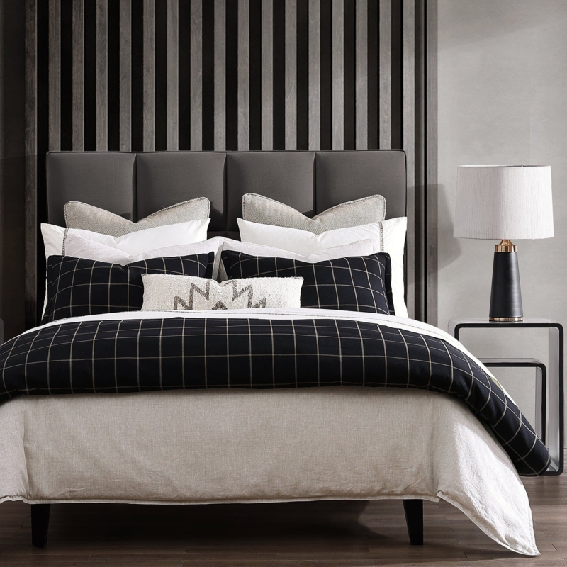 Bedding Set Hunter Green Windowpane Plaid Modern Farmhouse Style