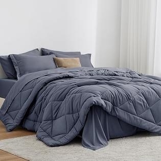 Bedding Set Navy Blue Palette with Box Stitch Quilting
