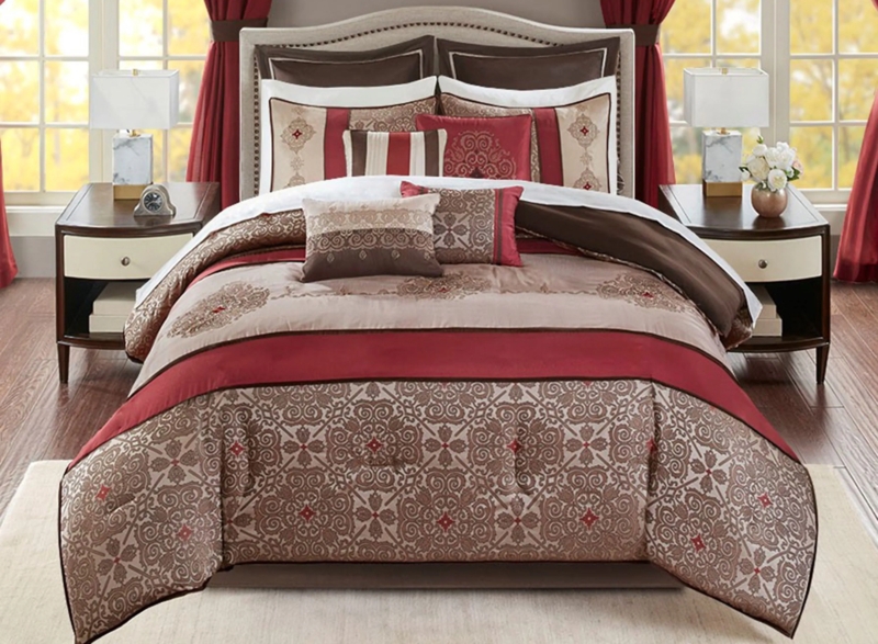Bedding Set Navy Botanical Print 24 Piece Room In A Bag