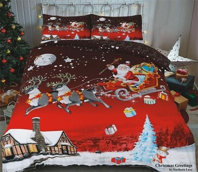 Bedding Set: Nordic Pattern Duvet Cover Set in Red and White