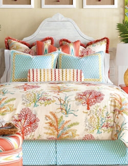 Bedding Set Turquoise Coral Reef Motif Nautical Coastal