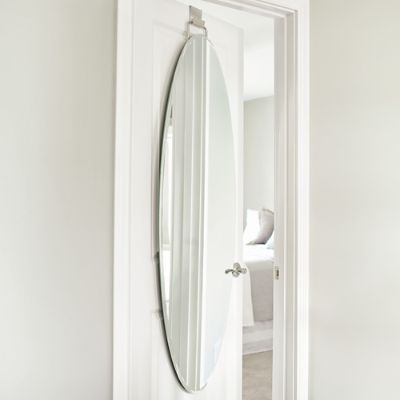 Beveled Edge Door Mirror Oval Shape Frameless Design