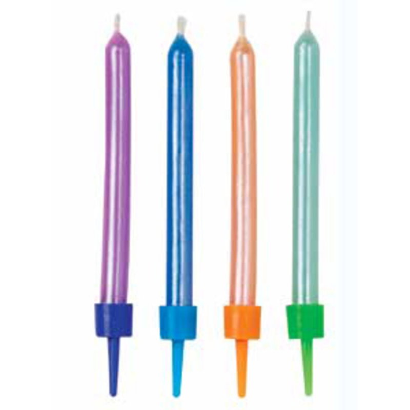 Birthday Candle Set Pearlized Finish with Color Matched Spiked Holders