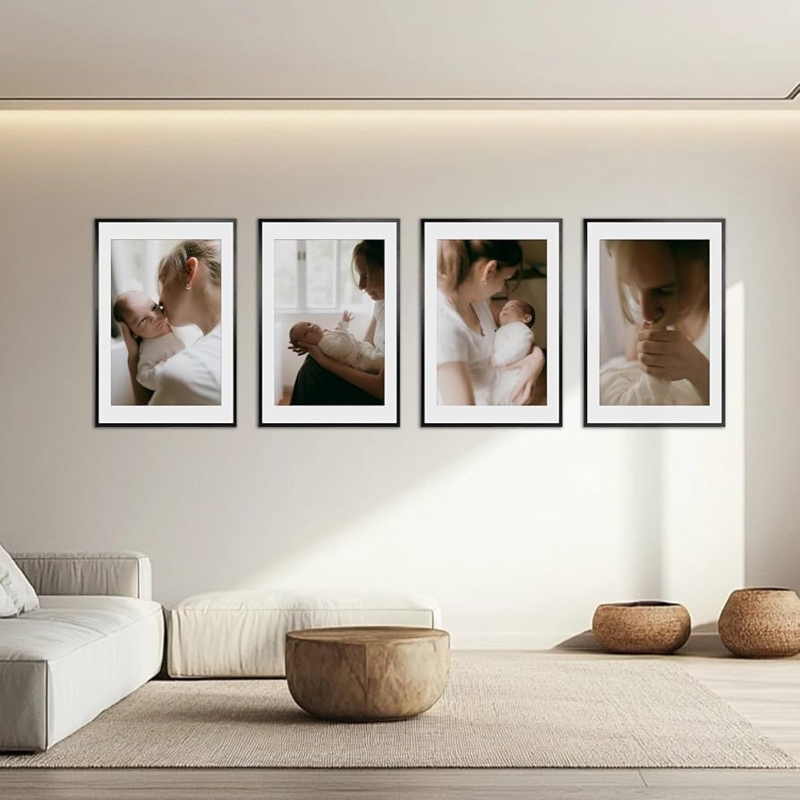 Black Picture Frame Set of Four for Linear Gallery Wall Layout