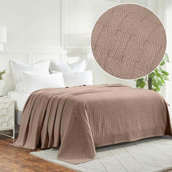 Blanket Bright White Basketweave Woven Cotton Classic Minimalist