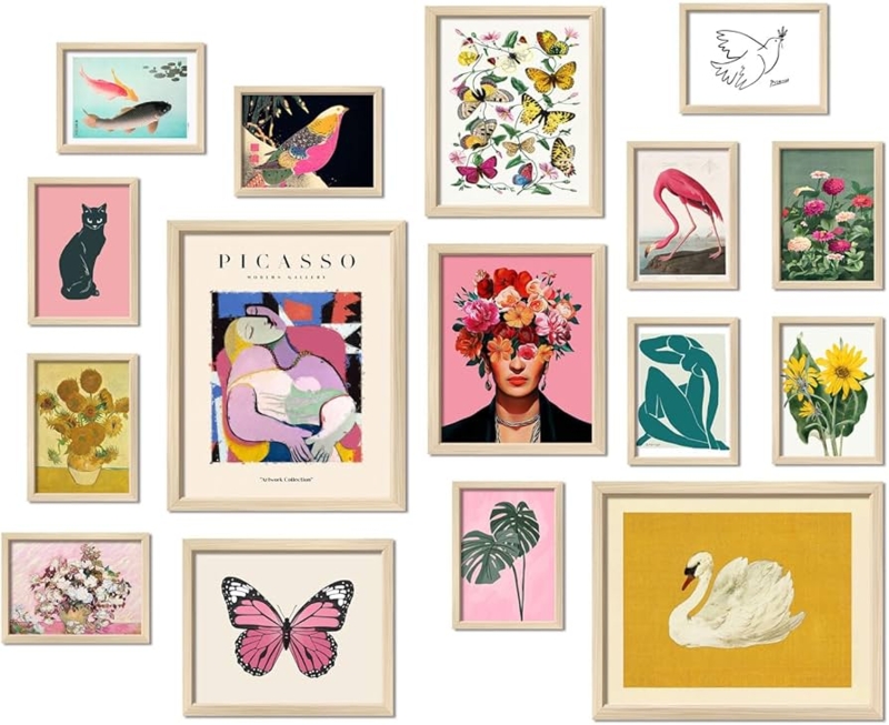 Bohemian Gallery Wall Set of 16 Vibrant Eclectic Art Prints
