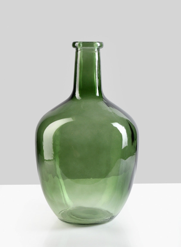 Bottle Vase: Bulbous Silhouette Glass with Rimmed Mouth