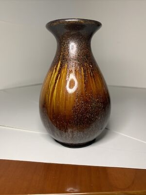Bottle Vase: Chocolate Brown Reactive Glaze Speckled Finish (62 chars)