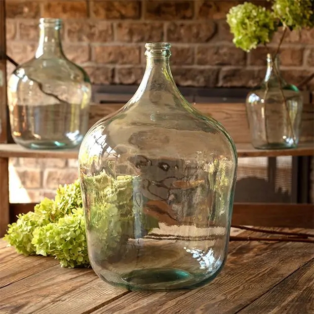 Bottle Vase Oversized Scale Clear Glass Rustic Demijohn