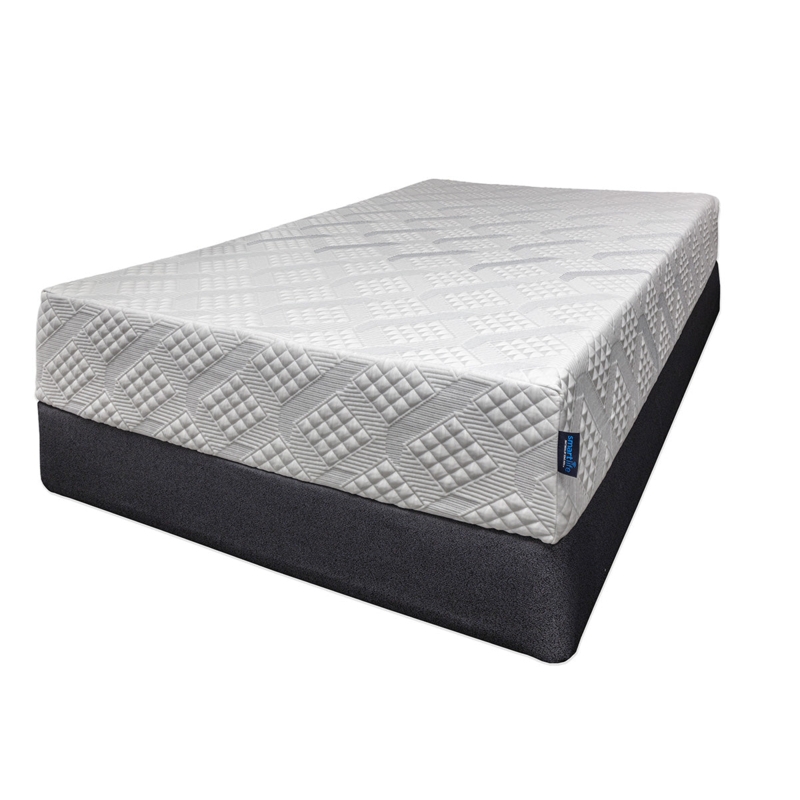 Box Spring Charcoal Upholstered Foundation Geometric Quilted Top