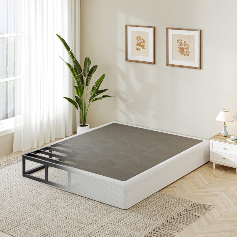 Box Spring: Fabric Cover Bed Base with Metal Slats