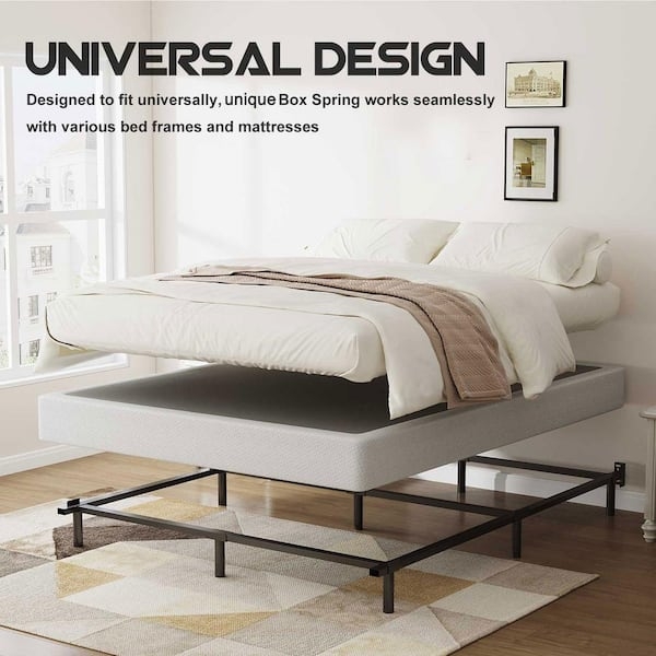 Box Spring Fabric Cover Metal Structure Minimalist Style