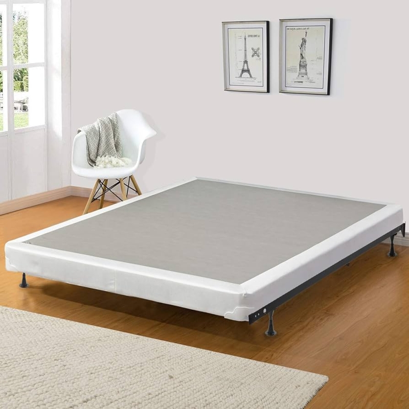 Box Spring Split Foundation White Upholstered Sides Low Profile Legs