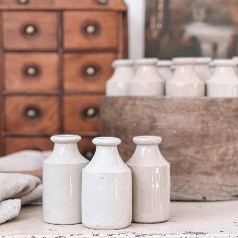 Bud Vase Cream Stoneware Apothecary Styling Rustic Farmhouse Decor