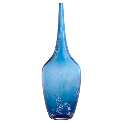 Bud Vase Elongated Neck, Seeded Texture Cobalt Blue Glass Single Stems