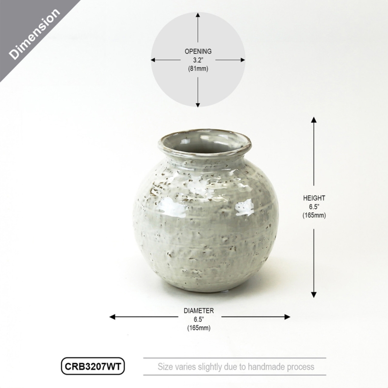 Bud Vase: Large Round Urn, Speckled Grey Pitted Texture