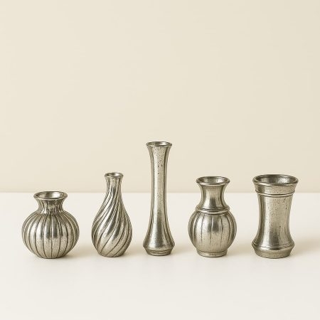 Bud Vase Silver Mercury Glass Finish Assorted Shapes Glam