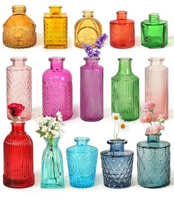 Bud Vases Multiple Silhouettes Mismatched Textured Flower Vases